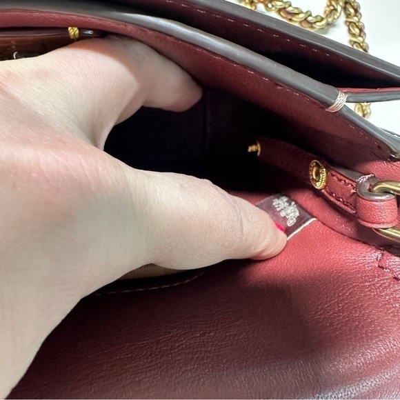 Coach Ladies Dinky Crystal Pink Leather Chain Strap Crossbody Bag Nude Pink - Picture 9 of 14